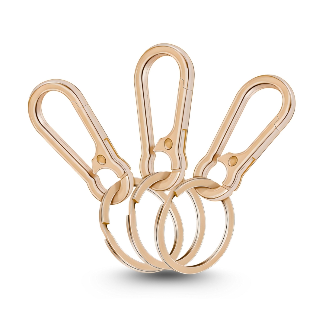 3er Set goldene Metall-Schlüsselkarabiner mit Schlüsselringen, robustes Design für Schlüssel, Taschen, Rucksäcke und kreative DIY-Projekte